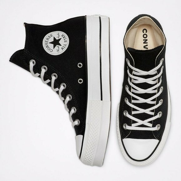 New Converse Canvas Black Platform CTAS Sneakers - Picture 2 of 6